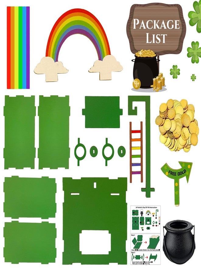 Bailiyake St. Patrick's Day Wood DIY Leprechaun Trap Kit St Patricks Day Party Decorations DIY to Catch a Leprechaun Trap Wood Craft Set for Classroom Home Rainbow Irish Shamrock Party Supplies - Image 3